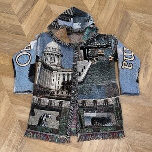 Oklahoma City Landmark Tapestry Throw Blanket hooded cardigan